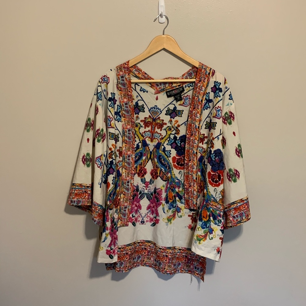 Floral open front blouse